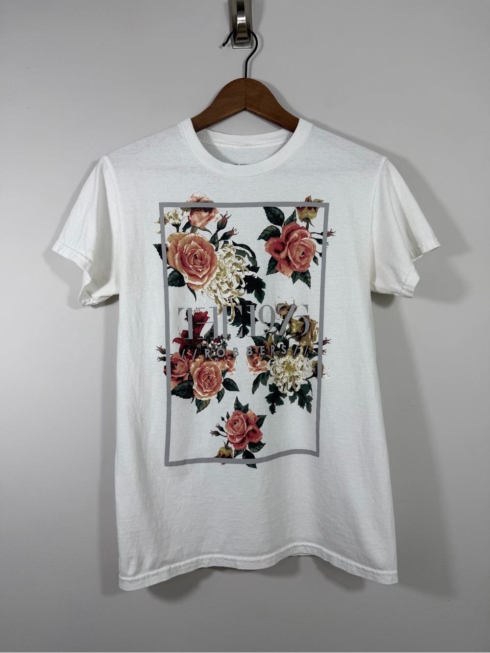 The 1975 Robbers Floral Graphic Band T-Shirt White Size Small